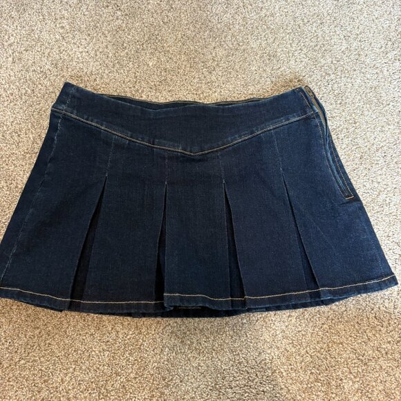 Refuge Denim Pleated Mini Skirt Y2K 2000s with shorts Size Small - Picture 1 of 10